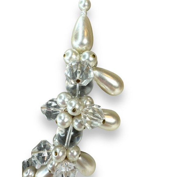 Vintage Large Chunky Statement Lucite Faux Pearl Cluster Necklace 24” - Picture 2 of 13